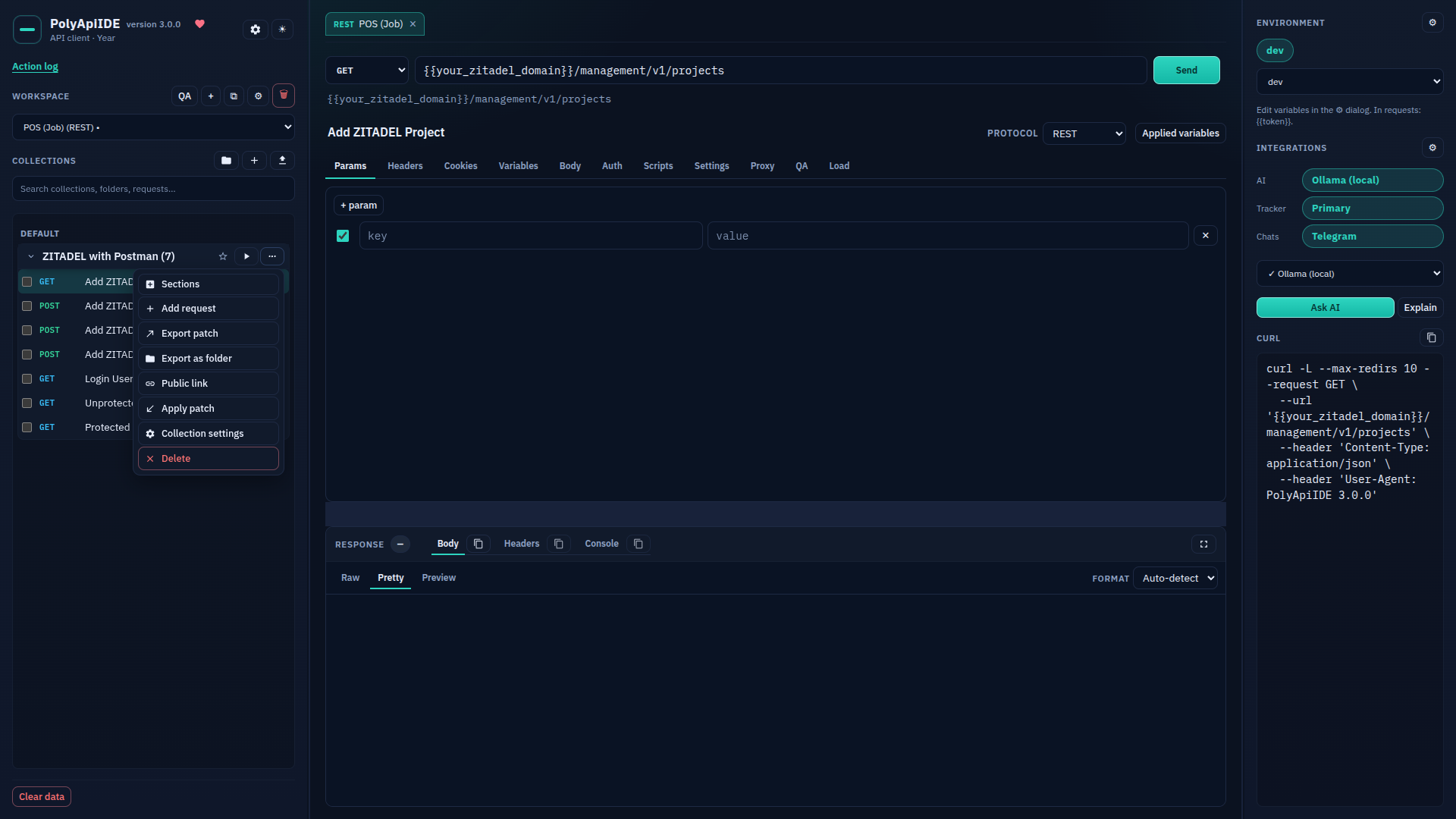Collections: the "three dots" menu
