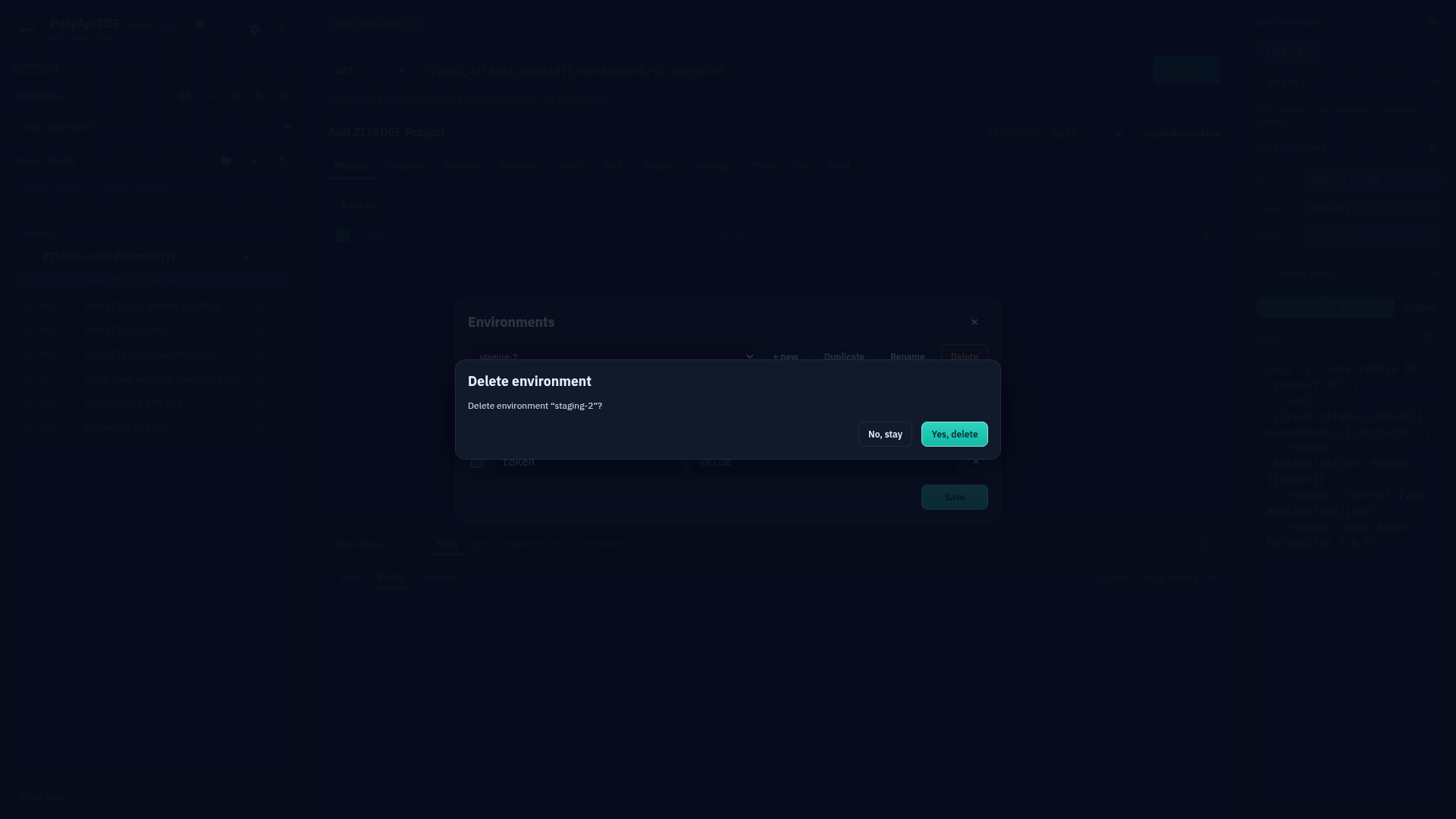 Deleting an environment