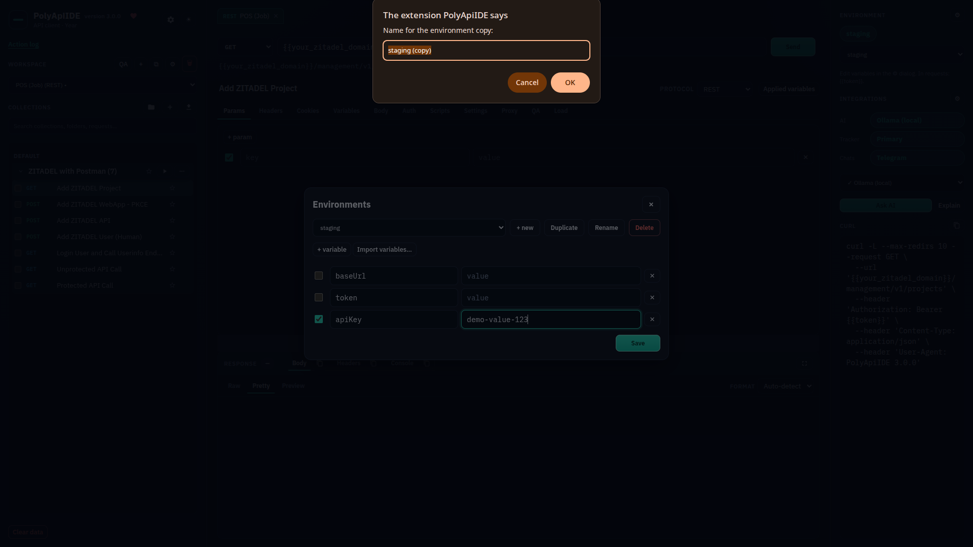 Duplicating an environment