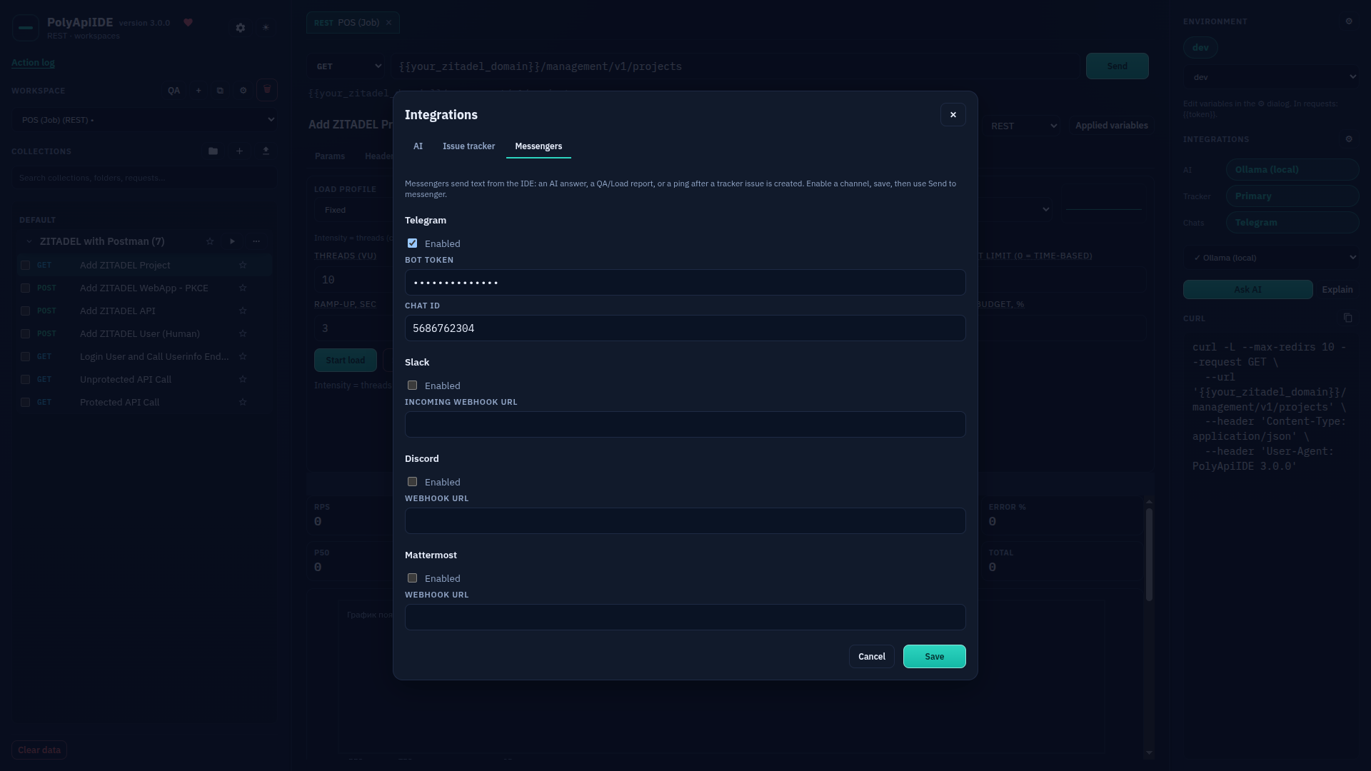 Integrations: messengers
