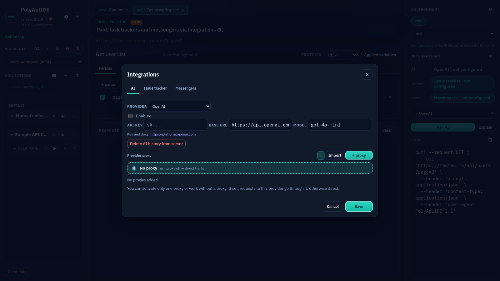 AI settings