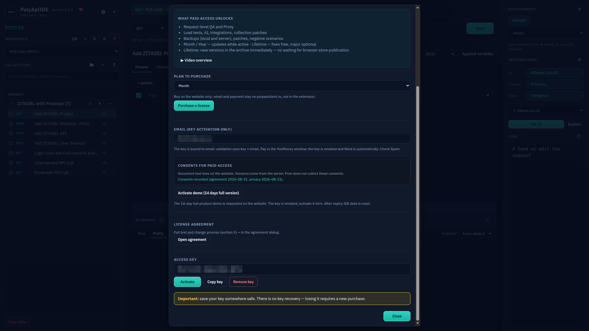 Settings: License