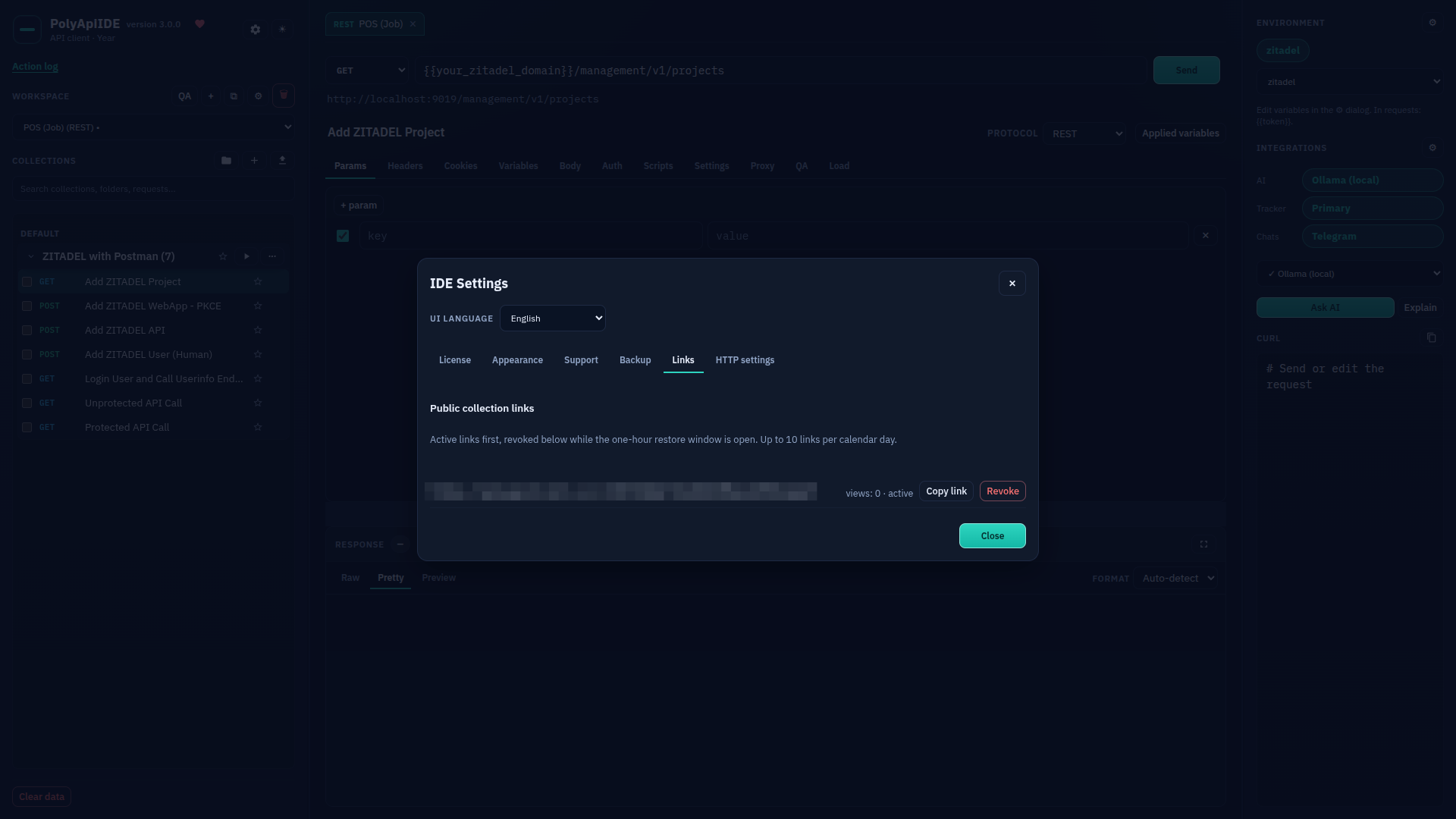Settings: Links