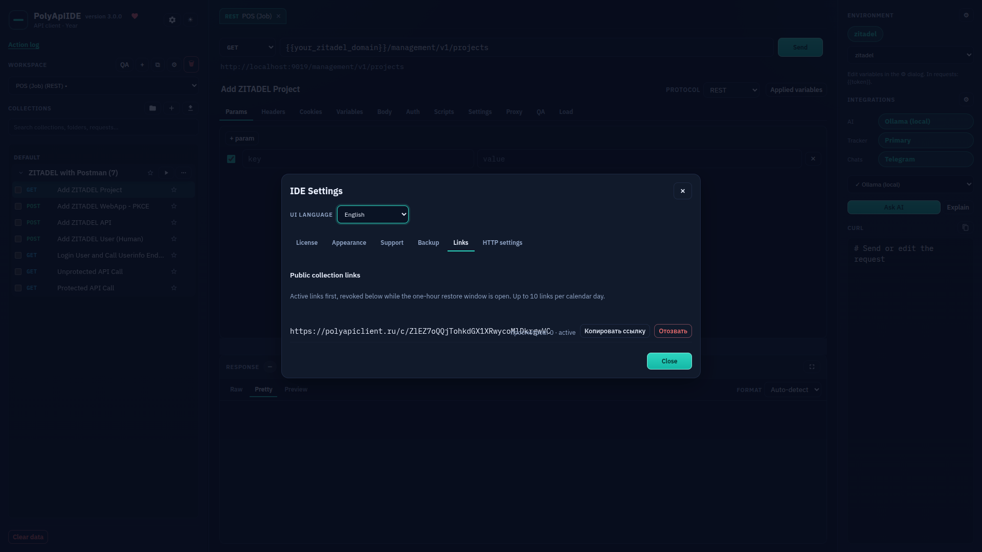 IDE settings: overview