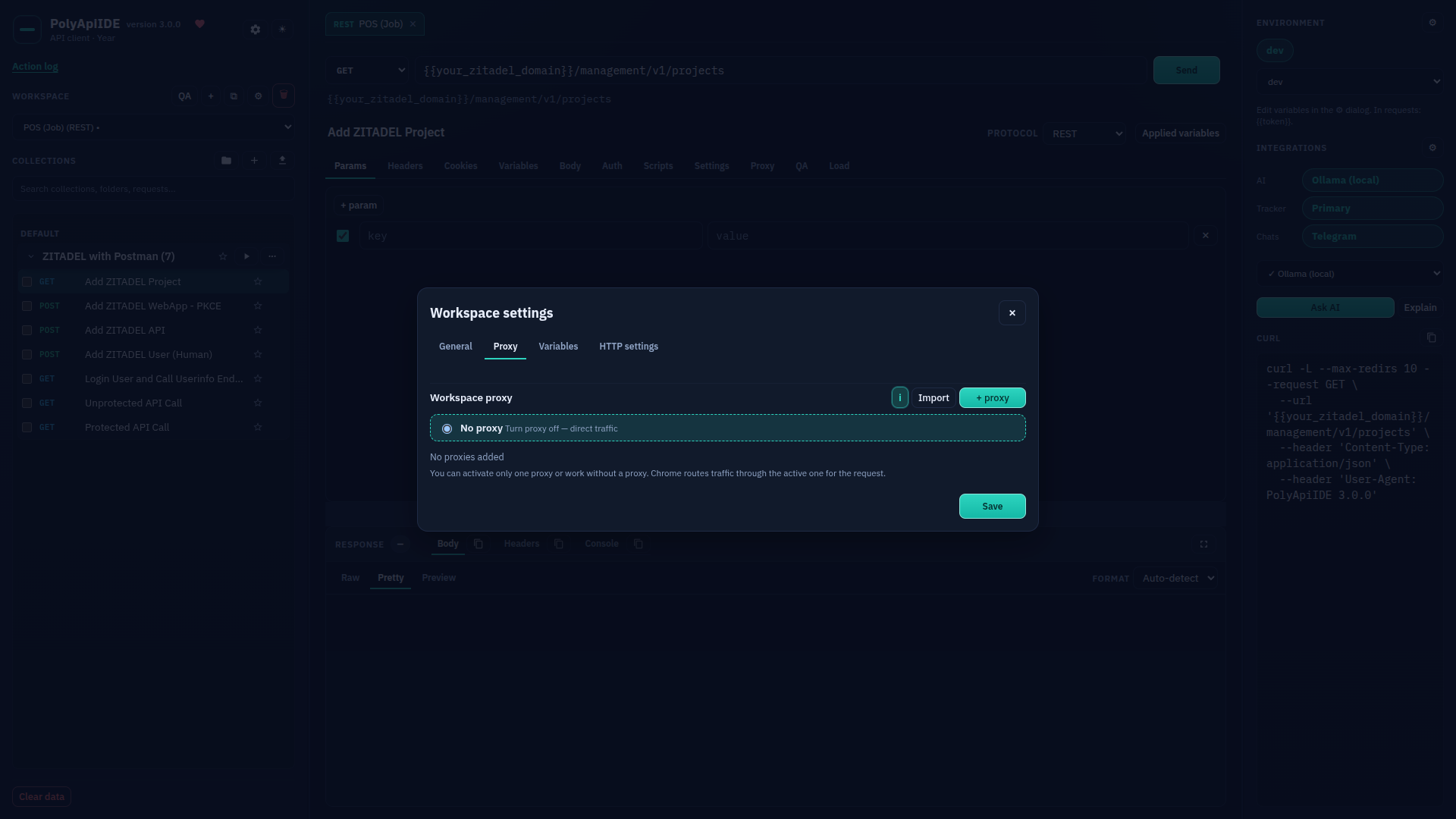 Workspace settings: Proxy